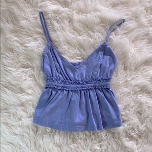 Baby blue v neck cropped tank top